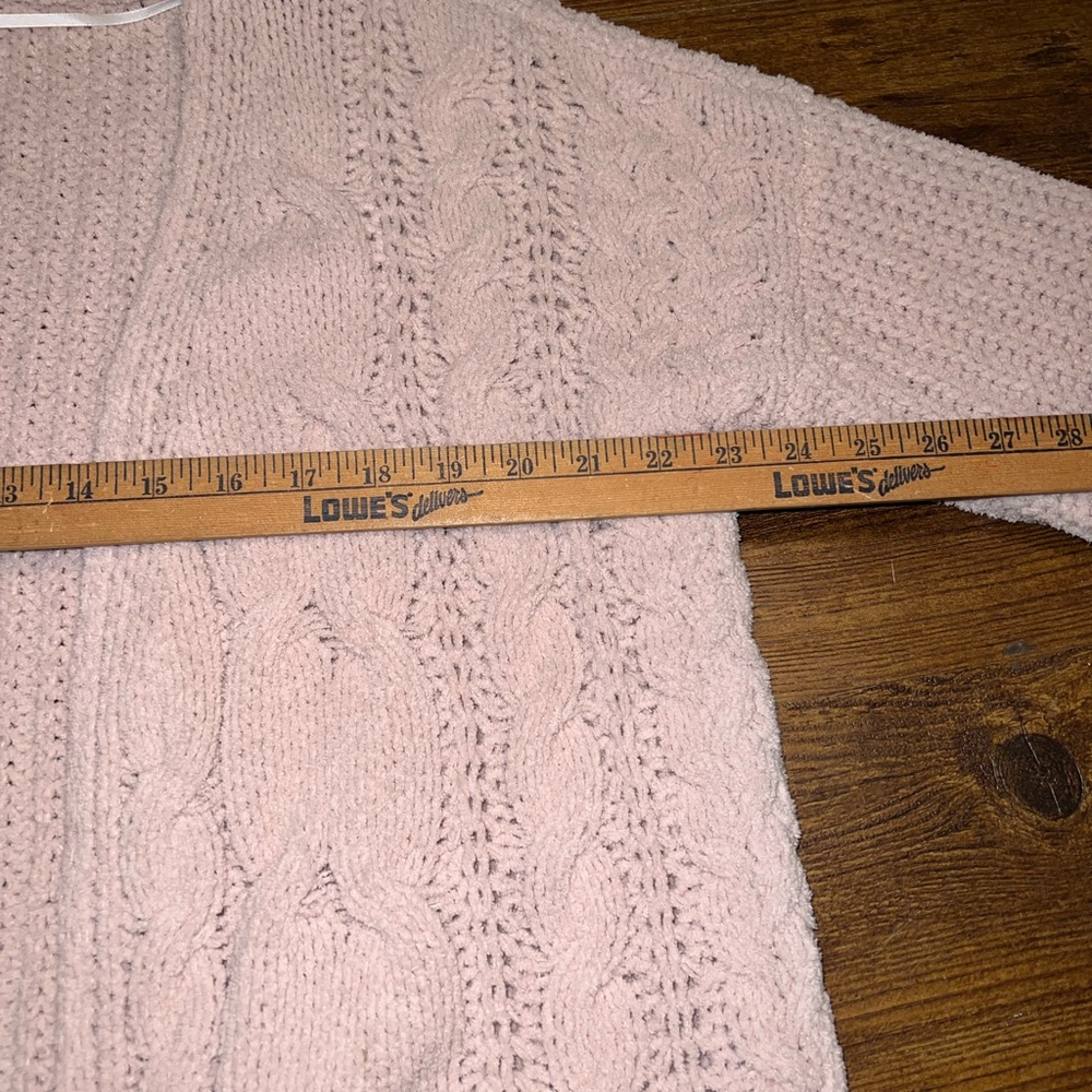 Cupio Blush Pink Open Front Chunky Knit Long Sleeve Cardigan Size M - Picture 9 of 12